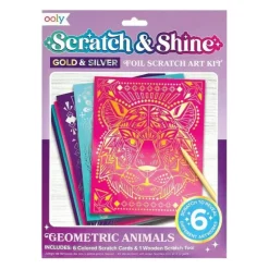 Hot^Ooly Scratch & Shine Foil Scratch Art Kit - Geometric Animals - Little Painter Art | Exploring the Endless Possibilities of Art